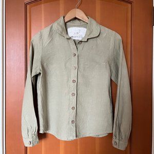 notPERFECTLINEN | Marle long sleeve linen blouse in desert sage